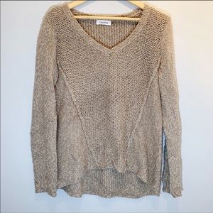 Calvin Klein | Beige/Grey Knit V-Neck Sweater
